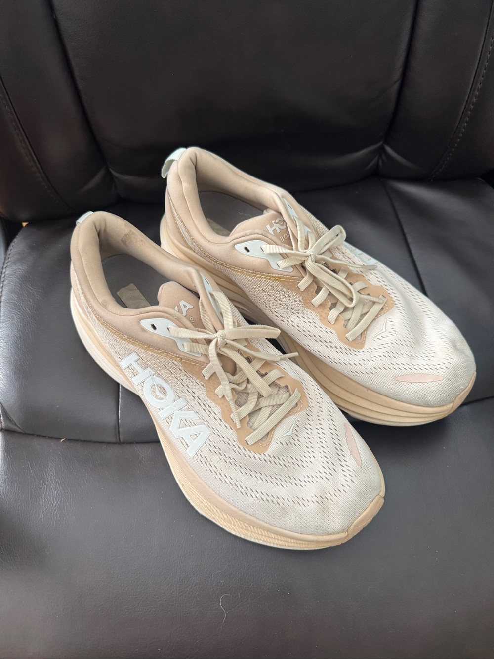 Hoka Women's Running Shoes in Beige and Cream
